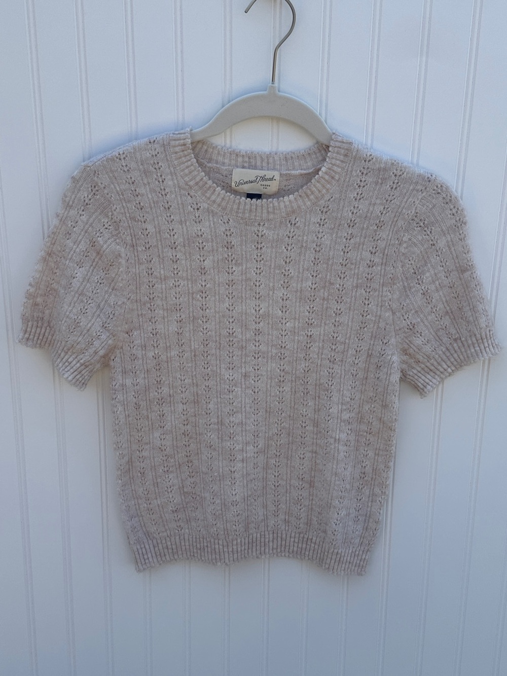 Universal Thread Women's Short-Sleeve Crewneck Sweater in Beige